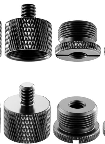Mic Stand Adapter Set, 5/8 to 3/8 & 1/4 Thread Adapter | 8 Pack, 4 Thread Sizes, Aluminum Alloy, Knurled Grip, Precision Threads, Fits Mic Stands, Boom Arms & Tripods