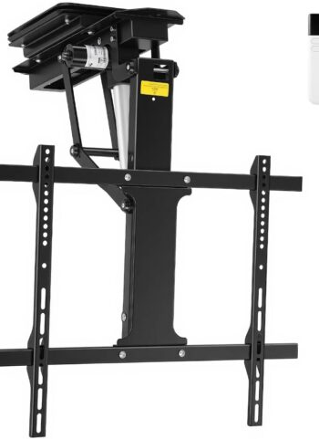Motorized Flip Down TV Mount for 32-75" Screens, 360° Swivel & Remote | Motorized fold-down for 32-75". 360° swivel, 0-80° tilt. Quiet <48dB, remote. Saves space, ideal for bedroom/patio.